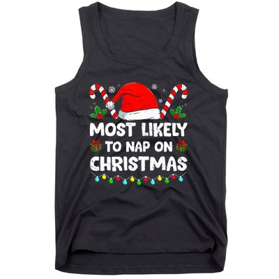 Christmas Likely Nap On Christmas Family Xmas Pajamas Pj Tank Top