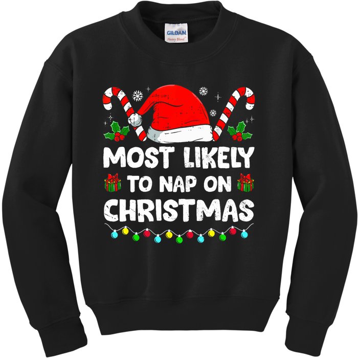 Christmas Likely Nap On Christmas Family Xmas Pajamas Pj Kids Sweatshirt