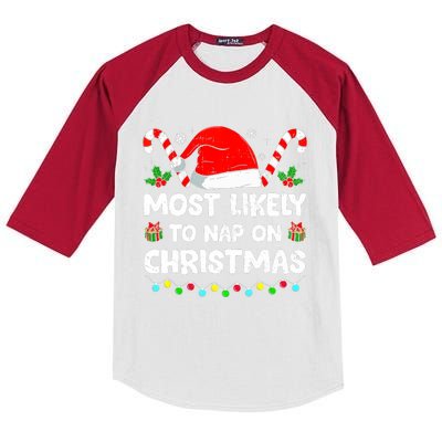 Christmas Likely Nap On Christmas Family Xmas Pajamas Pj Kids Colorblock Raglan Jersey