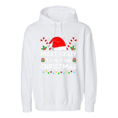 Christmas Likely Nap On Christmas Family Xmas Pajamas Pj Garment-Dyed Fleece Hoodie