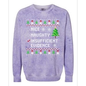 Christmas List Nice Naughty Insufficient Evidence Funny Cute Gift Colorblast Crewneck Sweatshirt