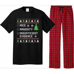 Christmas List Nice Naughty Insufficient Evidence Funny Cute Gift Pajama Set