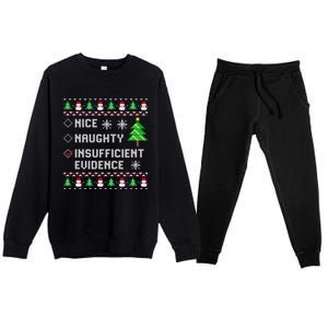 Christmas List Nice Naughty Insufficient Evidence Funny Cute Gift Premium Crewneck Sweatsuit Set