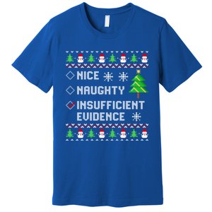 Christmas List Nice Naughty Insufficient Evidence Funny Cute Gift Premium T-Shirt