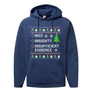 Christmas List Nice Naughty Insufficient Evidence Funny Cute Gift Performance Fleece Hoodie