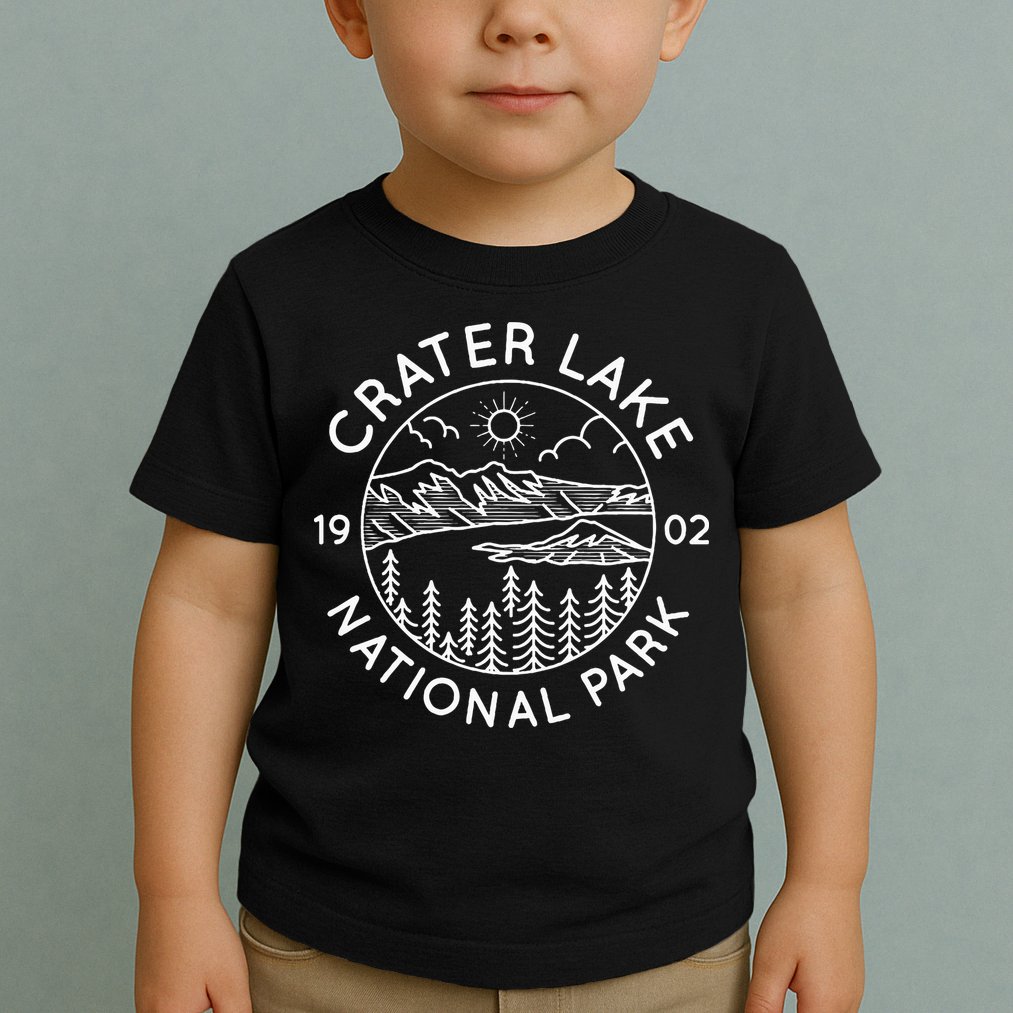 Crater Lake National Park Cool White Line Art Outdoor Toddler T-Shirt