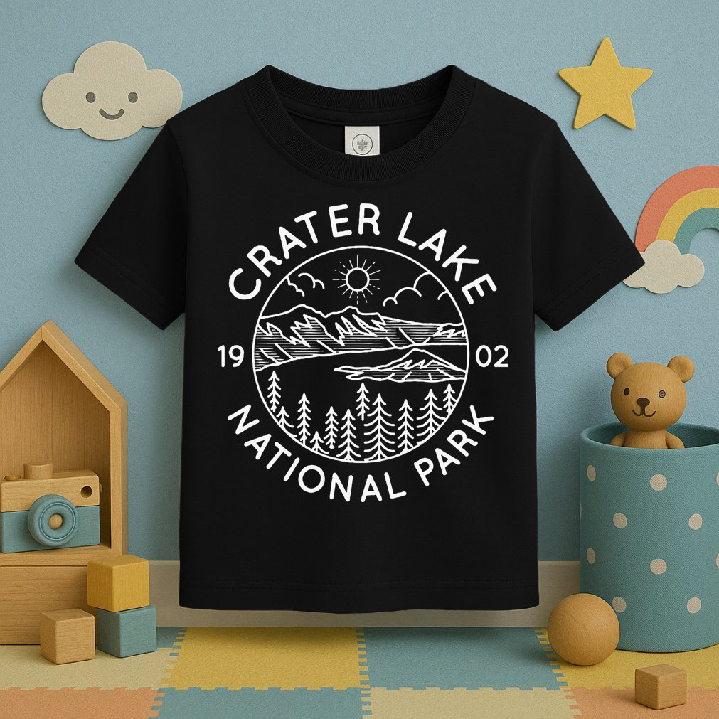 Crater Lake National Park Cool White Line Art Outdoor Toddler T-Shirt