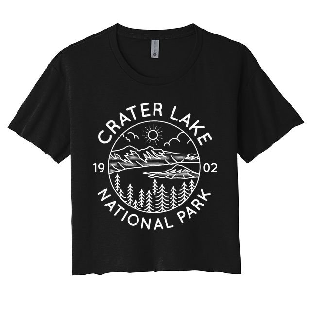 Crater Lake National Park Cool White Line Art Outdoor Crop Top