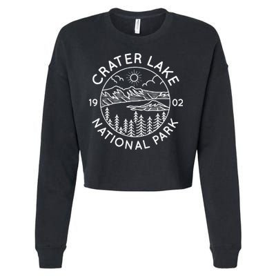 Crater Lake National Park Cool White Line Art Outdoor Cropped Pullover Crew