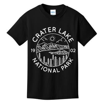 Crater Lake National Park Cool White Line Art Outdoor Kids T-Shirt