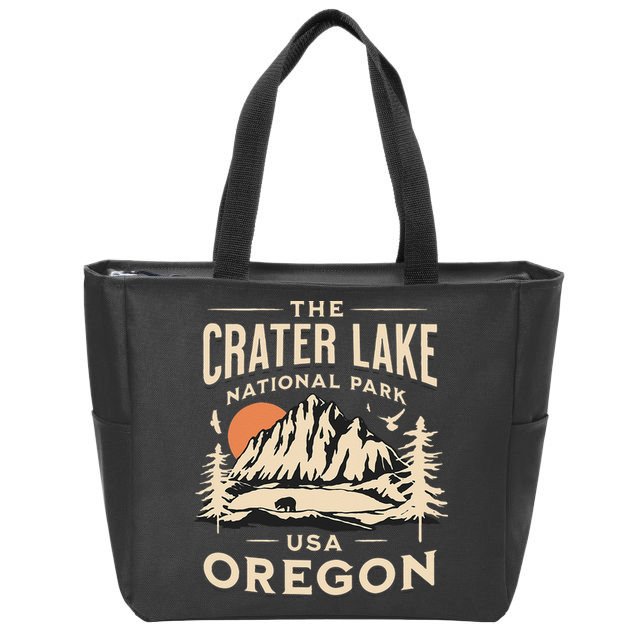 Crater Lake National Park Oregon Hike Outdoors Vintage Zip Tote Bag
