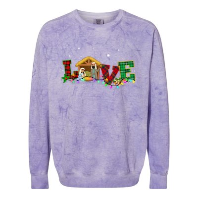 Christmas Love Nativity Laurie Furnell Xmas 2024 Gift Colorblast Crewneck Sweatshirt