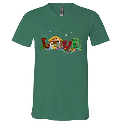 Christmas Love Nativity Laurie Furnell Xmas 2024 Gift V-Neck T-Shirt