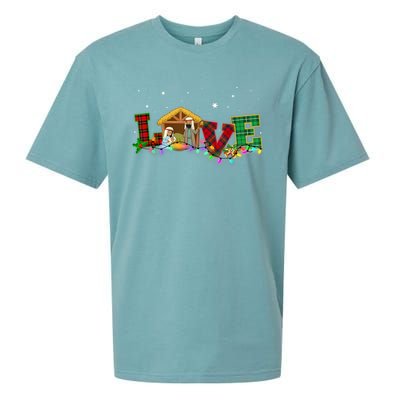 Christmas Love Nativity Laurie Furnell Xmas 2024 Gift Sueded Cloud Jersey T-Shirt