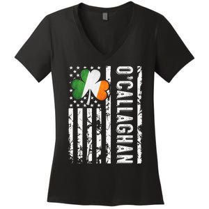 Callaghan Last Name Irish Pride Flag St Patrick's Day Women's V-Neck T-Shirt