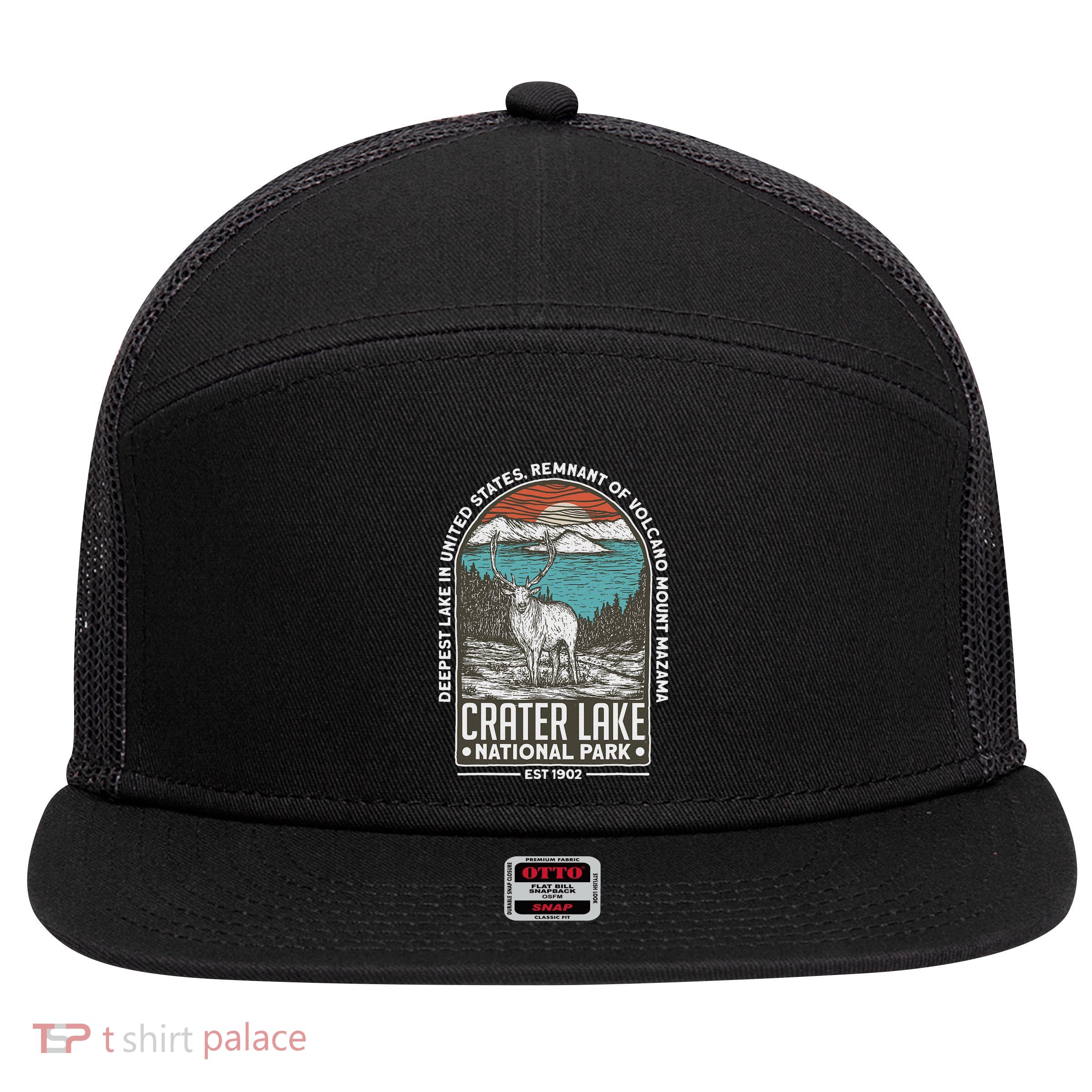 Crater Lake National Park Oregon Mountain Tourist Souvenirs 7 Panel Mesh Trucker Snapback Hat