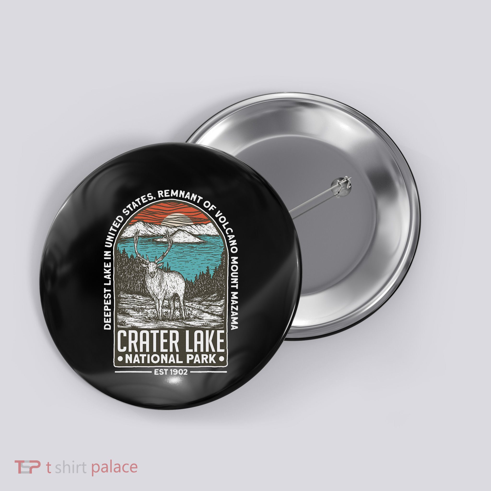 Crater Lake National Park Oregon Mountain Tourist Souvenirs Button