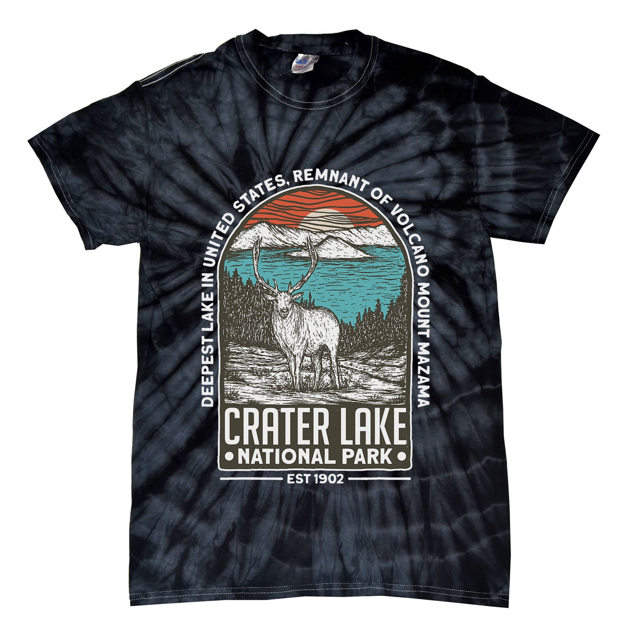 Crater Lake National Park Oregon Mountain Tourist Souvenirs Tie-Dye T-Shirt
