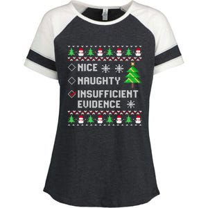 Christmas List Nice Naughty Insufficient Evidence Funny Great Gift Enza Ladies Jersey Colorblock Tee