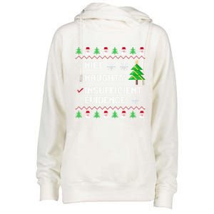 Christmas List Nice Naughty Insufficient Evidence Funny Great Gift Womens Funnel Neck Pullover Hood