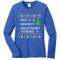 Christmas List Nice Naughty Insufficient Evidence Funny Great Gift Ladies Long Sleeve Shirt