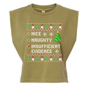 Christmas List Nice Naughty Insufficient Evidence Funny Great Gift Garment-Dyed Women's Muscle Tee