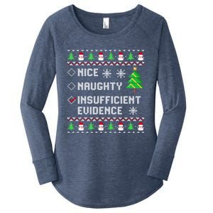 Christmas List Nice Naughty Insufficient Evidence Funny Great Gift Women's Perfect Tri Tunic Long Sleeve Shirt