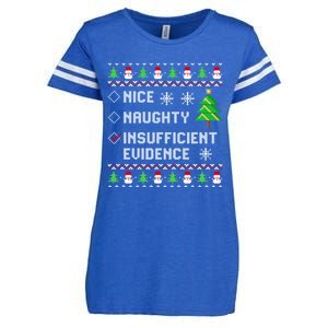 Christmas List Nice Naughty Insufficient Evidence Funny Great Gift Enza Ladies Jersey Football T-Shirt