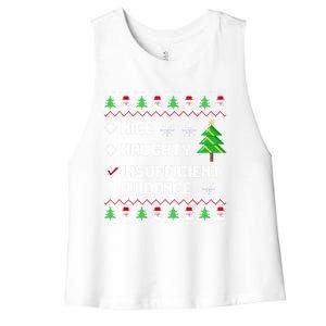 Christmas List Nice Naughty Insufficient Evidence Funny Great Gift Women's Racerback Cropped Tank