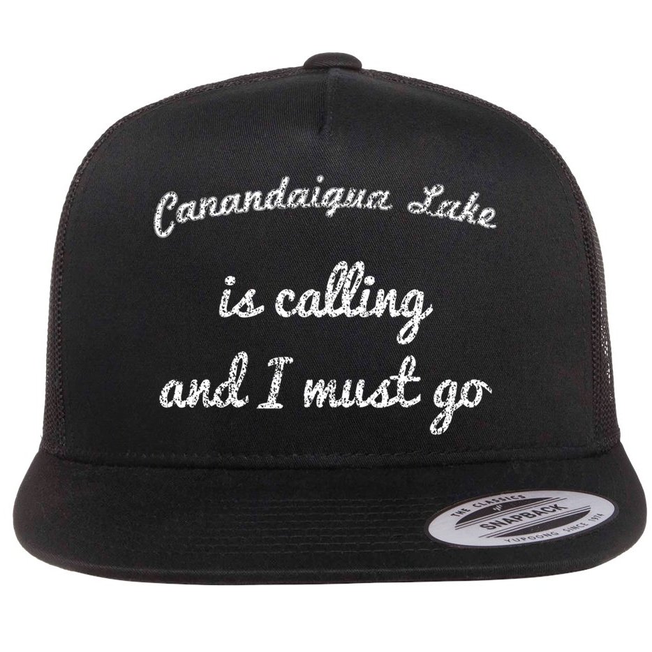Canandaigua Lake New York Funny Fishing Camping Summer Gift Flat Bill Trucker Hat