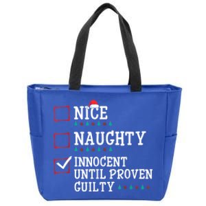 Christmas List Nice Naughty Innocent Until Proven Guilty Gift Zip Tote Bag