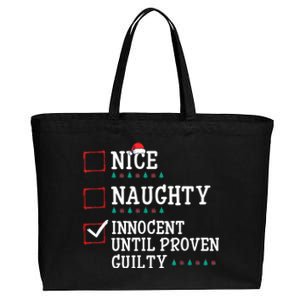 Christmas List Nice Naughty Innocent Until Proven Guilty Gift Cotton Canvas Jumbo Tote