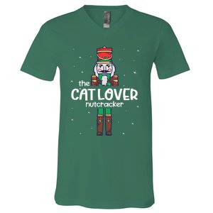 Cat Lover Nutcracker Family Matching Funny Pajama V-Neck T-Shirt