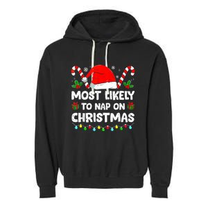 Christmas Likely Nap On Christmas Family Xmas Pajamas Pj Garment-Dyed Fleece Hoodie