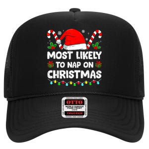 Christmas Likely Nap On Christmas Family Xmas Pajamas Pj High Crown Mesh Back Trucker Hat