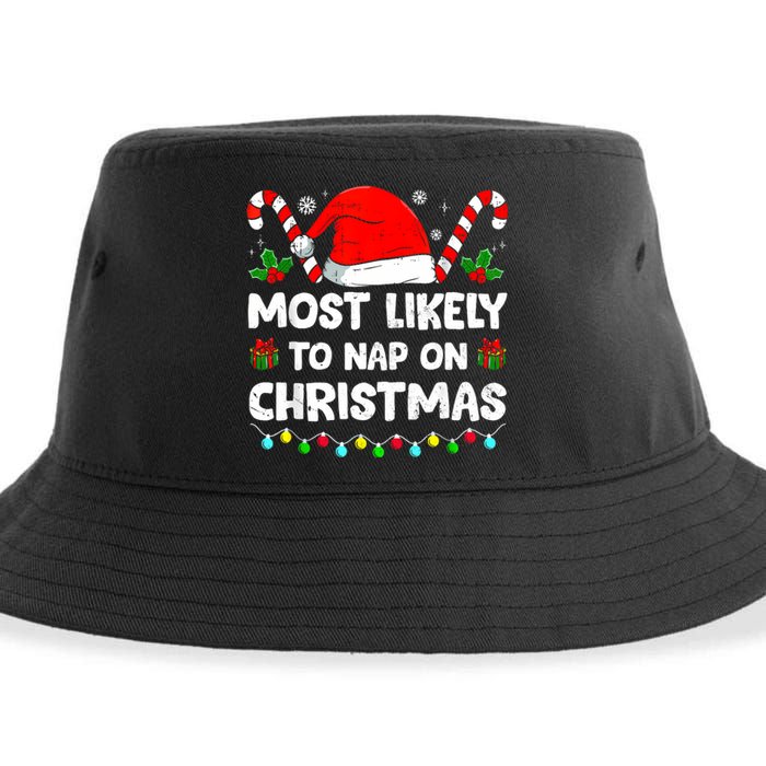 Christmas Likely Nap On Christmas Family Xmas Pajamas Pj Sustainable Bucket Hat