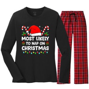 Christmas Likely Nap On Christmas Family Xmas Pajamas Pj Women's Long Sleeve Flannel Pajama Set 