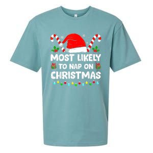 Christmas Likely Nap On Christmas Family Xmas Pajamas Pj Sueded Cloud Jersey T-Shirt