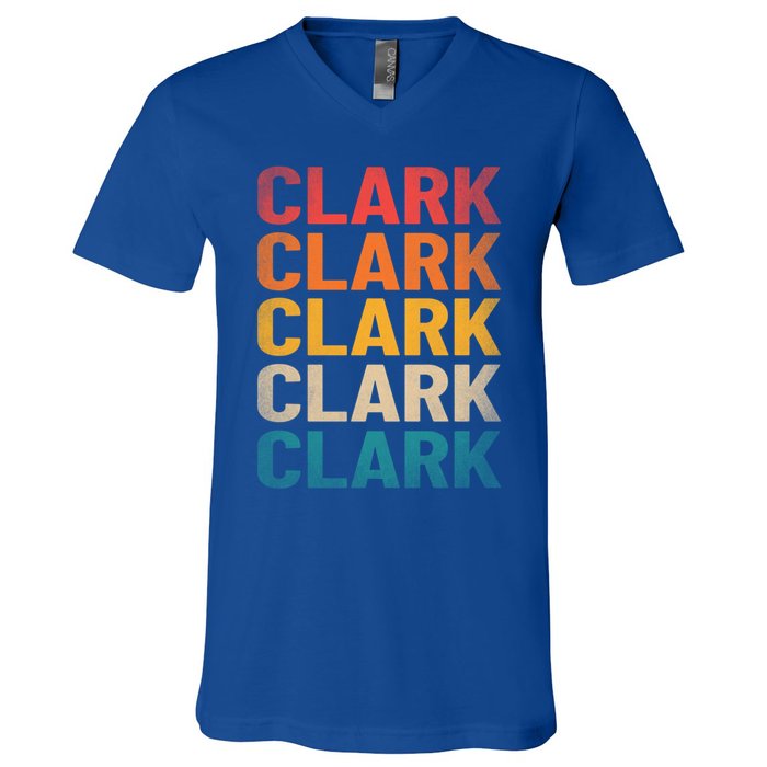 Clark Last Name Gift Vintage Clark Name Gift V-Neck T-Shirt