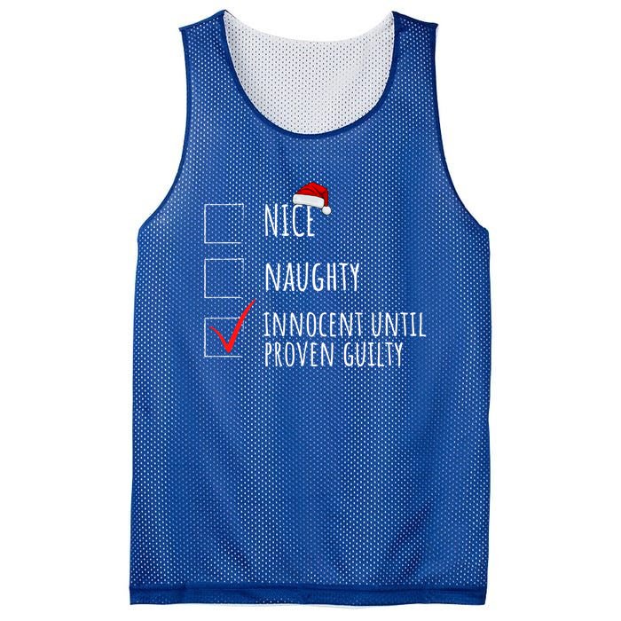 Christmas List Nice Naughty Innocent Until Proven Guilty Cute Gift Mesh Reversible Basketball Jersey Tank