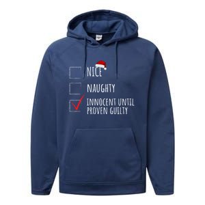 Christmas List Nice Naughty Innocent Until Proven Guilty Cute Gift Performance Fleece Hoodie