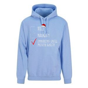 Christmas List Nice Naughty Innocent Until Proven Guilty Cute Gift Unisex Surf Hoodie