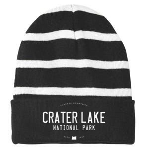 Crater Lake National Park Oregon Striped Beanie with Solid Band