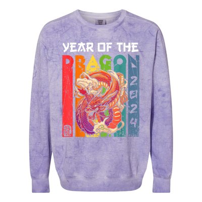 Chinese Lunar New Year 2024 Year Of The Dragon Zodiac Sign Colorblast Crewneck Sweatshirt