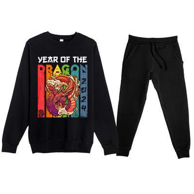 Chinese Lunar New Year 2024 Year Of The Dragon Zodiac Sign Premium Crewneck Sweatsuit Set