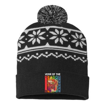 Chinese Lunar New Year 2024 Year Of The Dragon Zodiac Sign USA-Made Snowflake Beanie