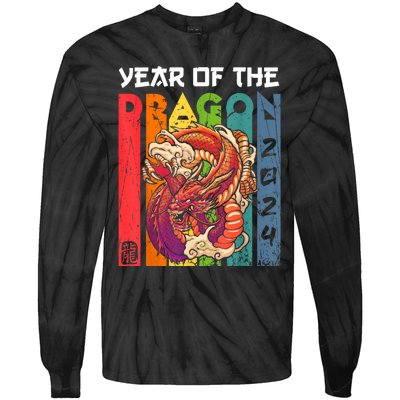 Chinese Lunar New Year 2024 Year Of The Dragon Zodiac Sign Tie-Dye Long Sleeve Shirt