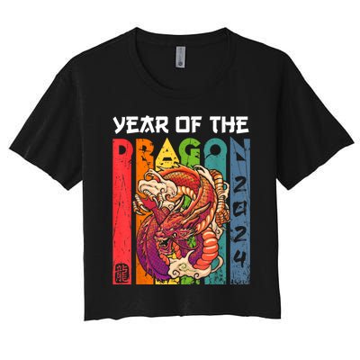 Chinese Lunar New Year 2024 Year Of The Dragon Zodiac Sign Women's Crop Top Tee