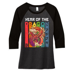 Chinese Lunar New Year 2024 Year Of The Dragon Zodiac Sign Women's Tri-Blend 3/4-Sleeve Raglan Shirt