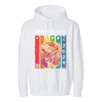 Chinese Lunar New Year 2024 Year Of The Dragon Zodiac Sign Garment-Dyed Fleece Hoodie